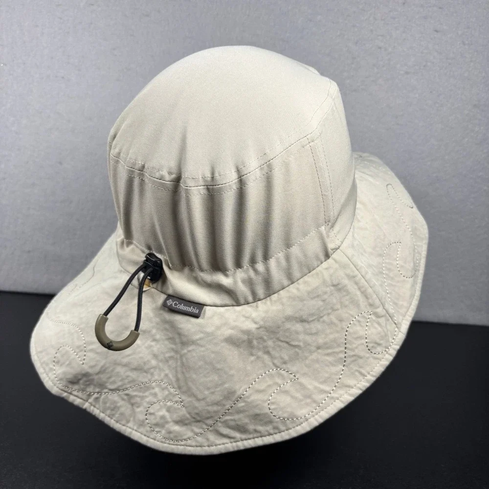 Columbia Womens Bora Bora Booney Sun Hat Beige Wave Embroidery Wide Brim OSFM